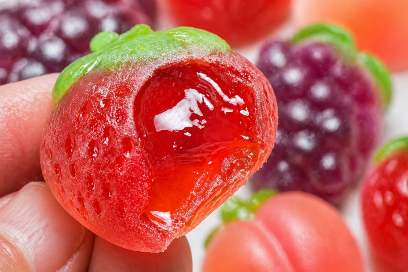 Close up of jelly fruit texture showing soft interior and edible membrane