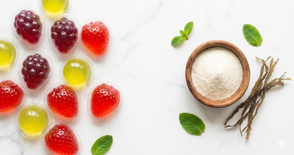Jelly fruits versus gummy bears showing ingredient and texture differences